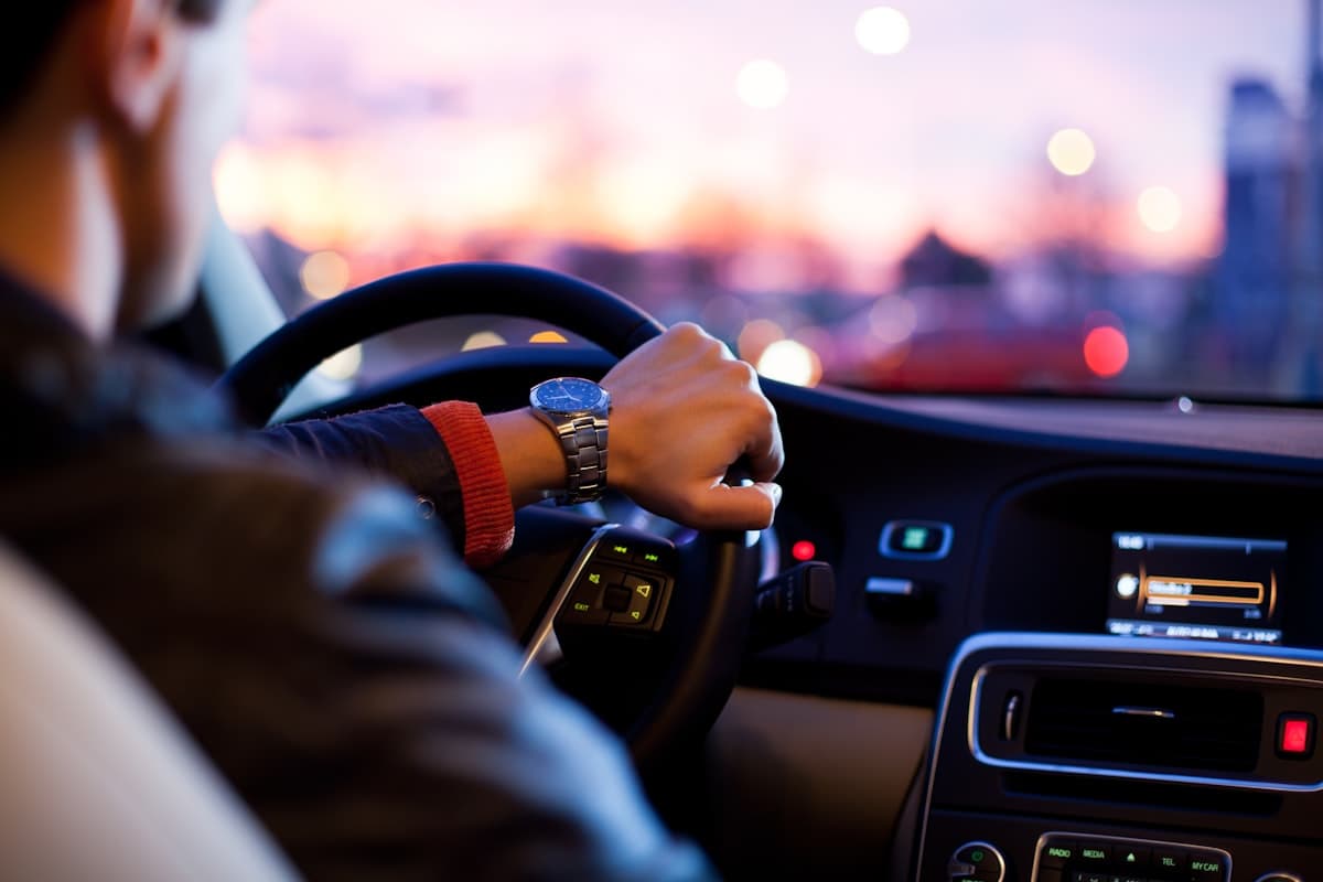 Person driving a car on a Dubai highway